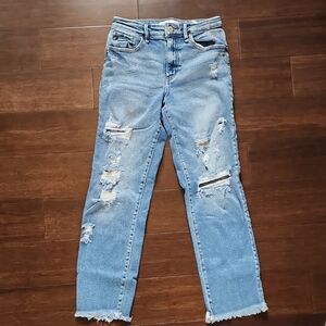 KanCan Blue Straight Leg Jeans Distressed Style Women's 25 Maurices